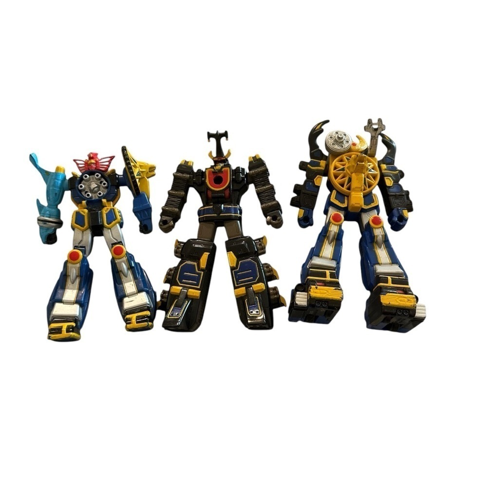 Action Figure Set with Blue and Black Robots